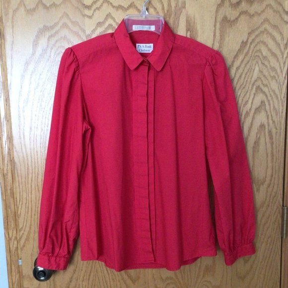 Jos A Bank Clothiers - Red hidden button front blouse - Picture 1 of 10